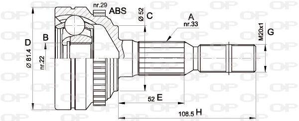 OPEN PARTS Шарнирный комплект, приводной вал CVJ5432.10